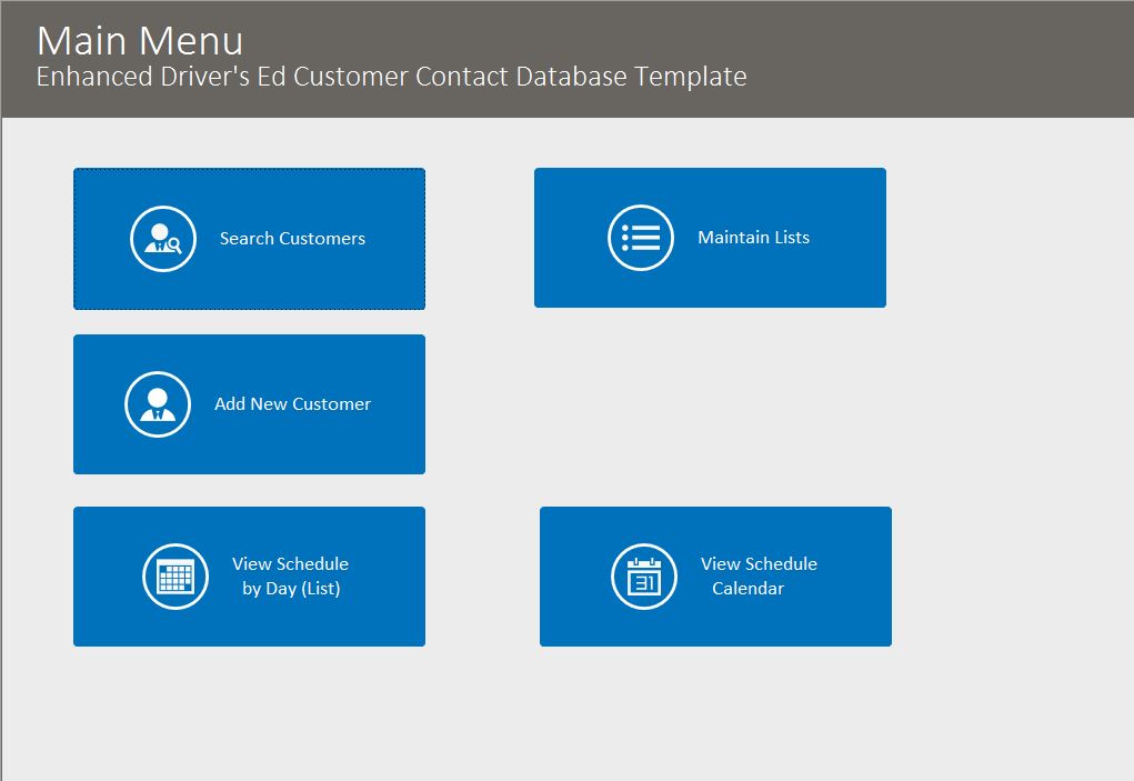 Driver's Ed Enhanced Contact Template | Contact Database